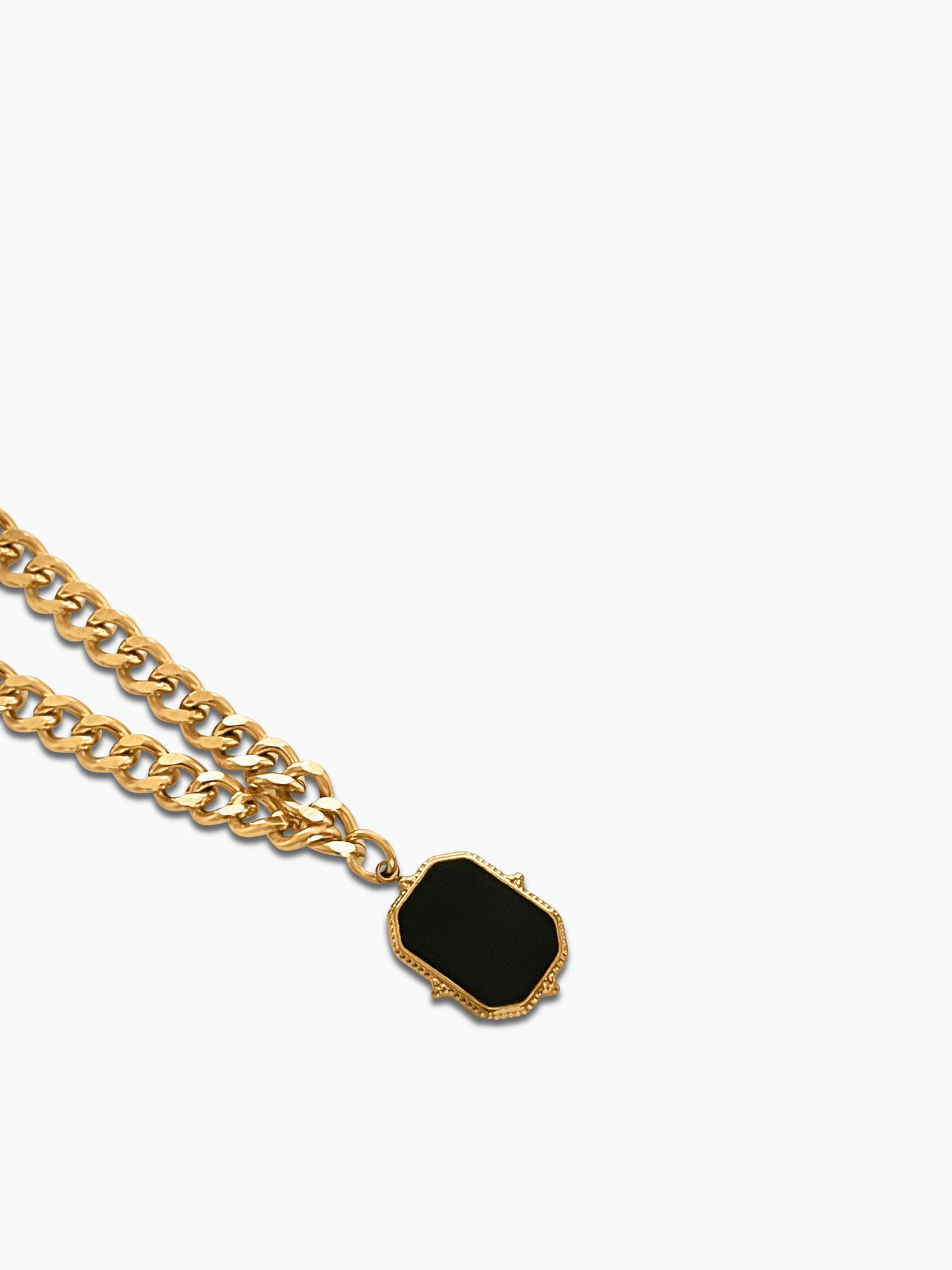 Black Stone Pendant Chain Necklace