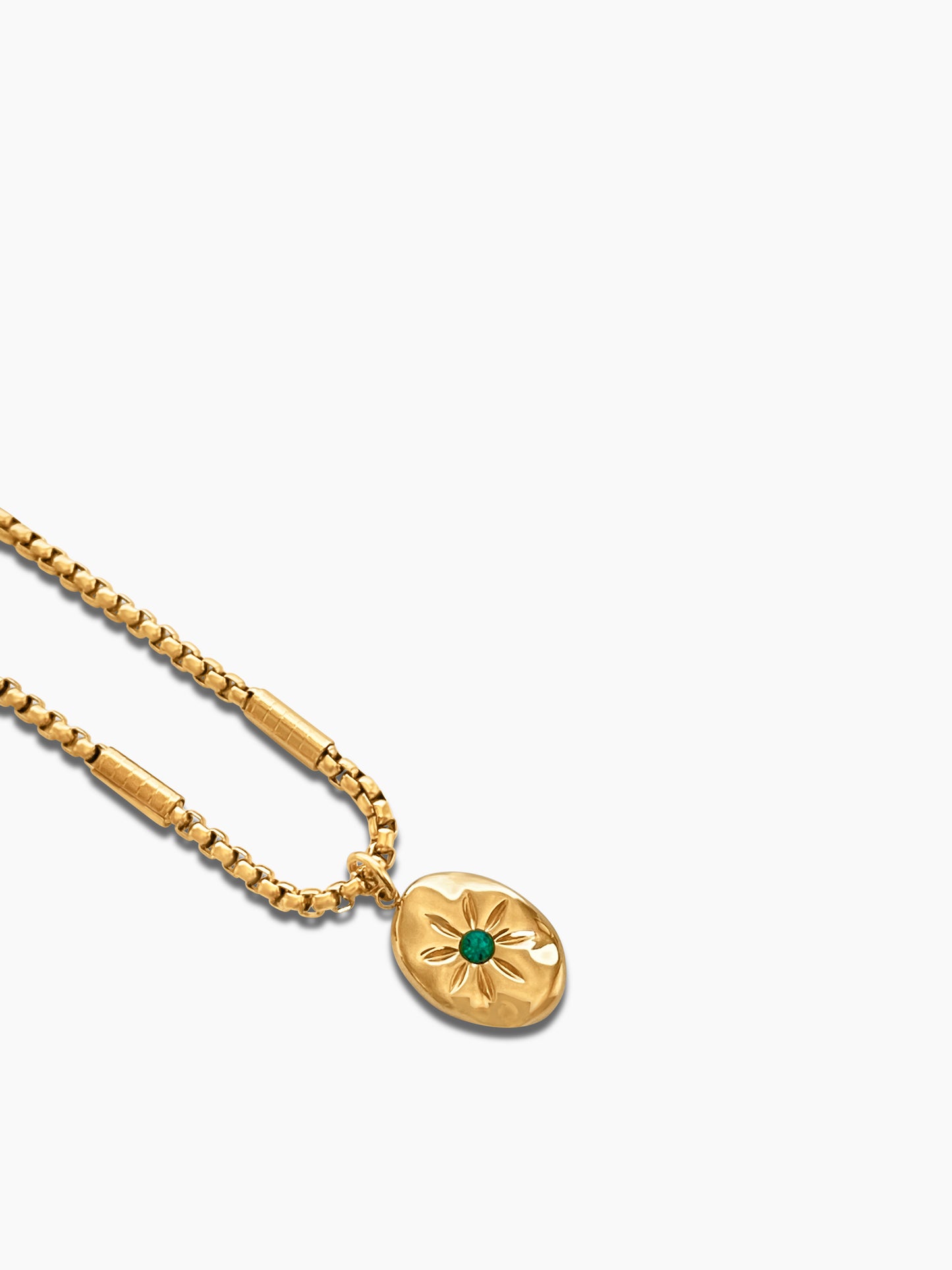 Malachite Lotus Pendant Chain Necklace